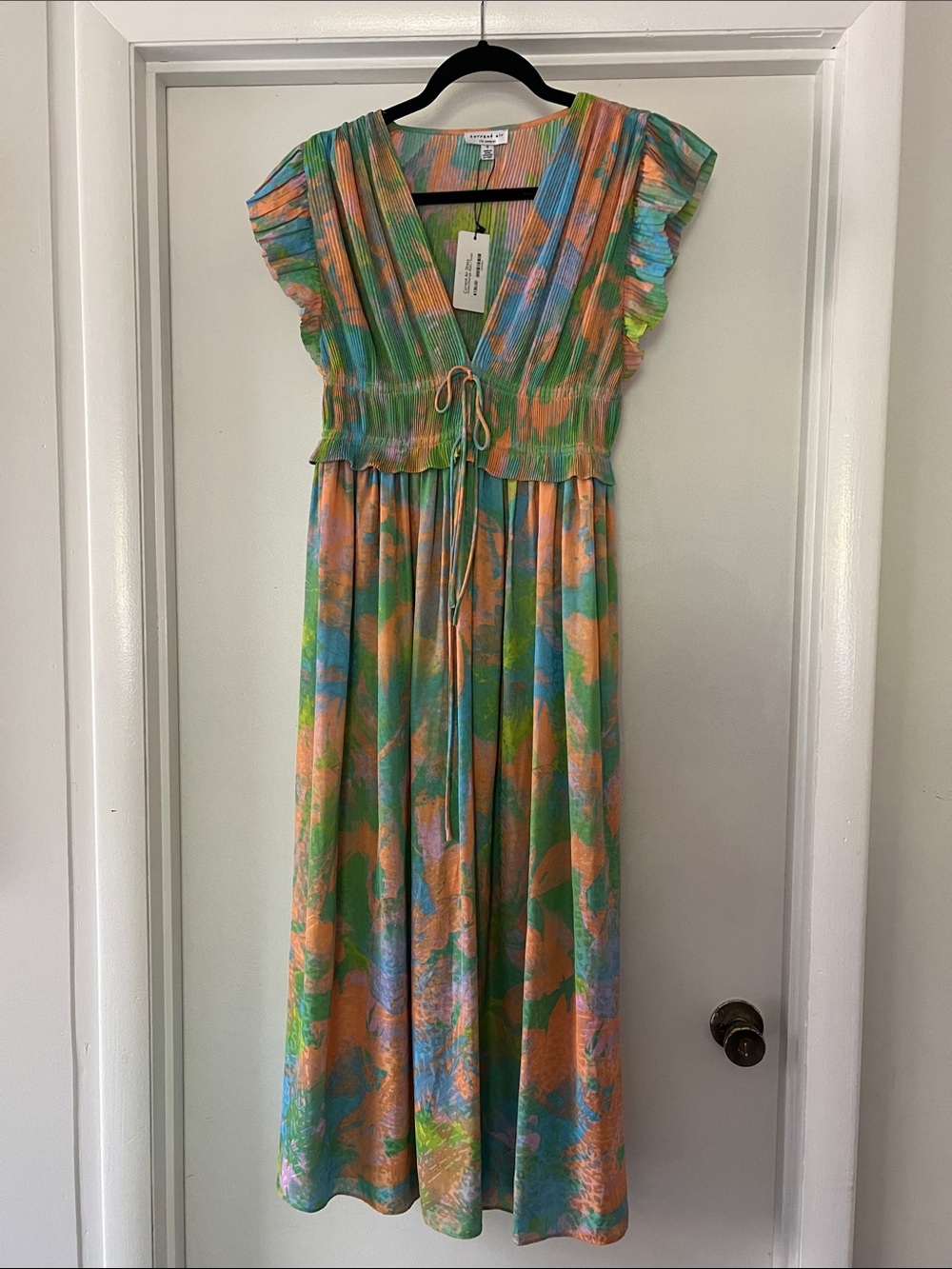 Current Air Islamorada Multicolor Pleated V-Neck Midi Dress - Picture 3 of 10